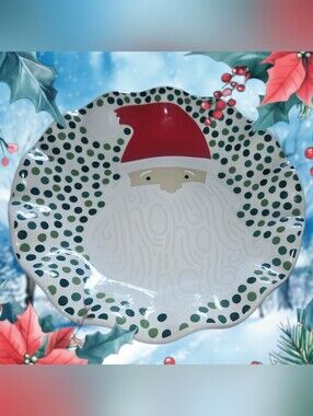 Coton Colors Scalloped Santa Dessert Dish